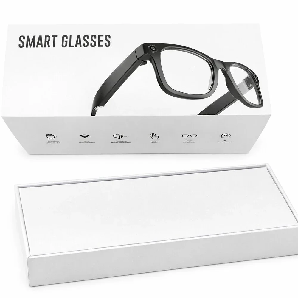 Smart HD Camera Glasses 8MP Photo Video Recording Headphone Mic AI Translation